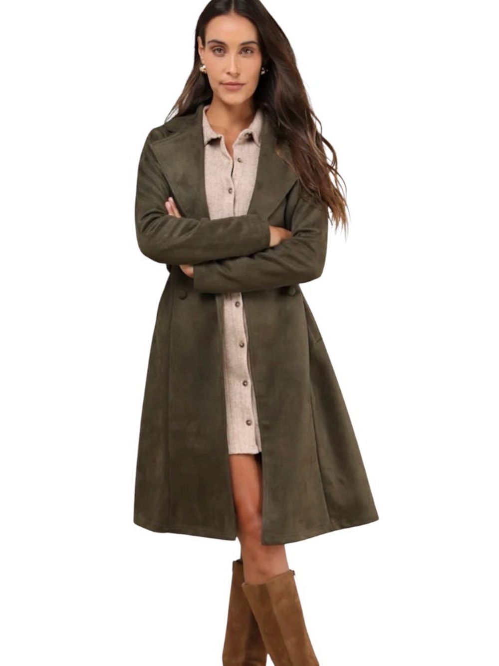 Abrams Suede-Effect Trench Coat - Women's